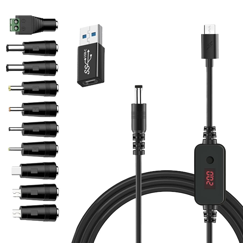 Verilux USB C to DC Cable with 8 DC Connectors, 5V-20V Adjustable Power Design with Switch Button, 3.3Ft USB C to DC Converter Charging Cable for Notebooks, Portable Monitors, Stationary Routers Verilux USB C to DC Cable with 8 DC Connectors, 5V-20V Adjustable Power Design with Switch Button, 3.3Ft USB C to DC Converter Charging Cable for Notebooks, Portable Monitors, Stationary Routers